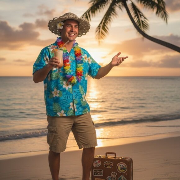 Tropical Straw Party Hat – New, Adult Size - Picture 4 of 8